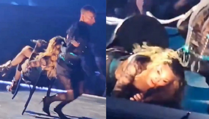 Pop yıldızı Madonna sahnede düştü